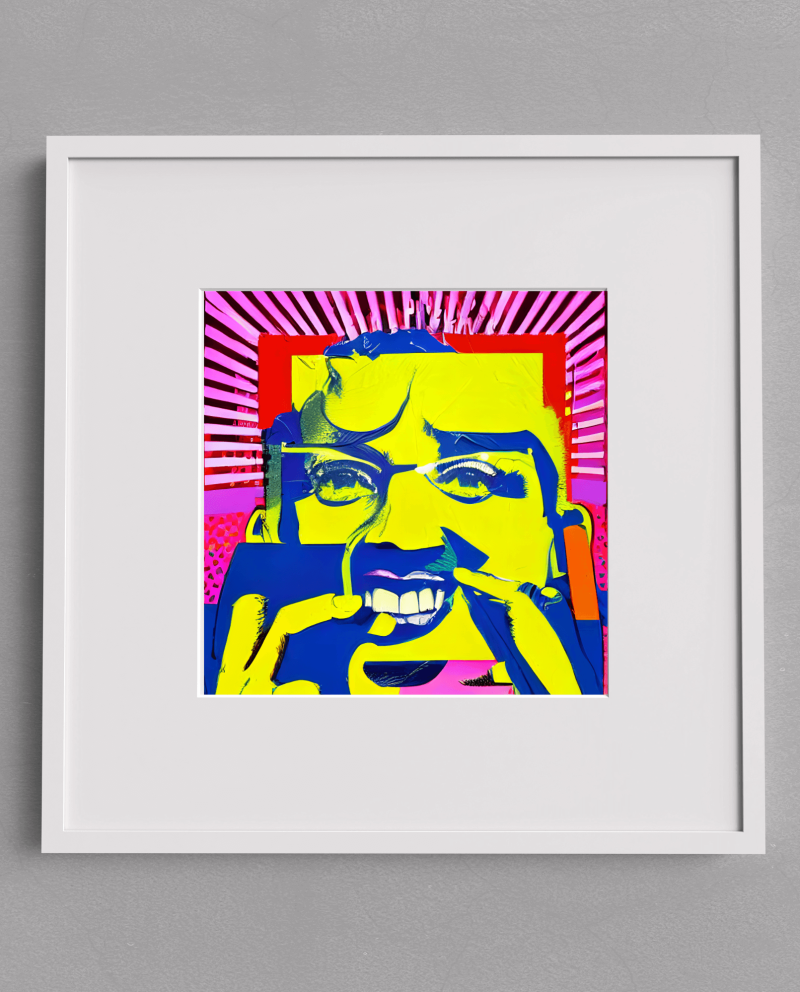 AR Pop Art Painting Portrait Bright Yellow Pink and Royal Blue Modern Square Painting AiDa • Ten 11
