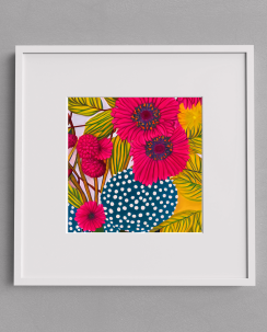 Artsi Bright Pink and Navy Floral Oil Painting by AI Square Prints • AI-Made Marketplace