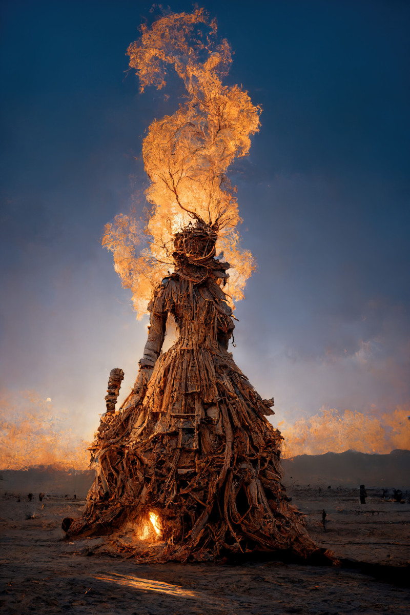 colossal female wood bonfire at sunse 20x30 copysm scaled • Burning Woman