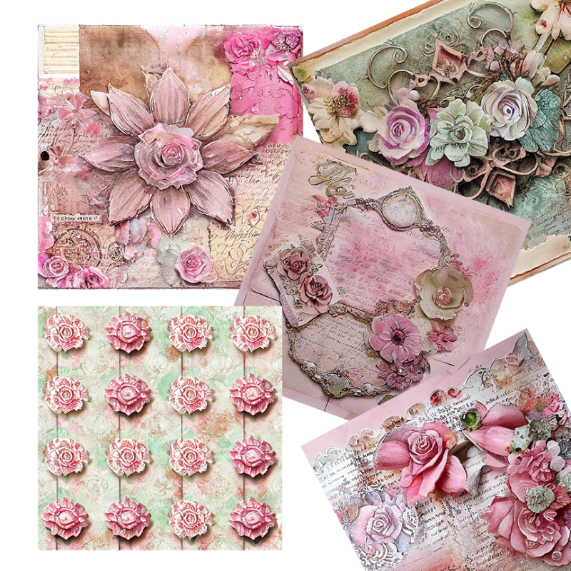 larger paper samples • Shabby Chic Pink | Crafting Paper | Instant Download | AI Art For Card Making and Scrapbooking