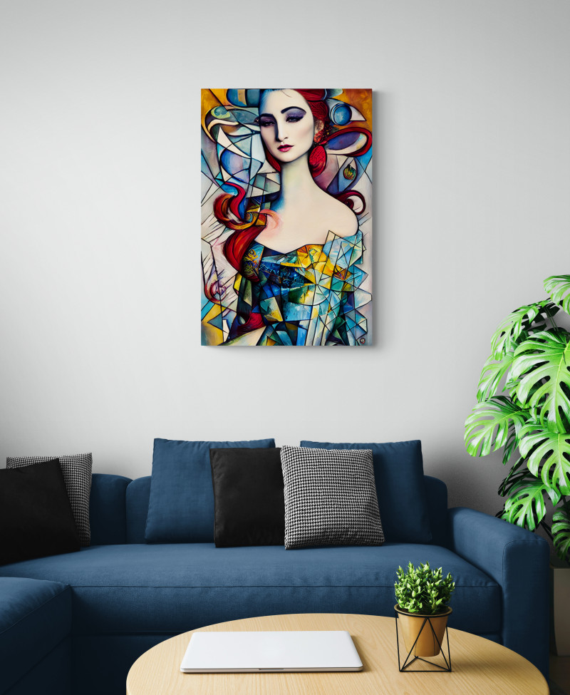 Comfy corner sofa in living room scaled • Portrait of a Woman (Inspired by the look and style of the Cubist Movement)