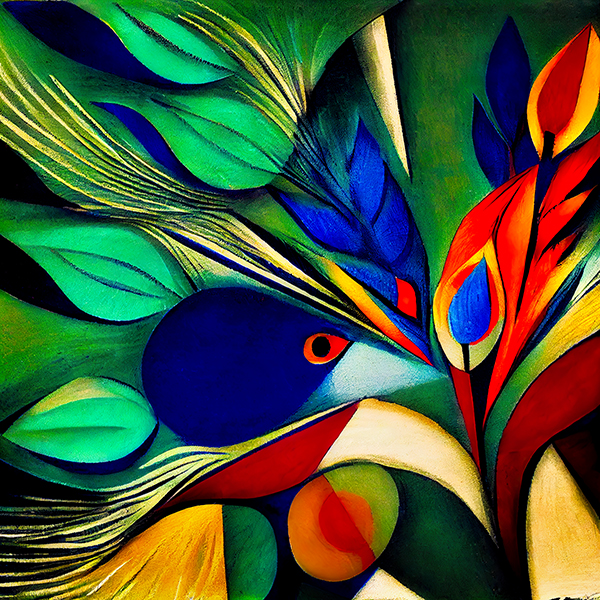 peacock feathers in the cubist style neo 40x40 artsi • Shops