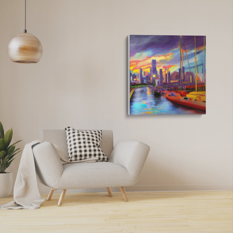 Canvas Wrap 29 scaled • Colorful Harbor at Dusk 🤖 Collector’s Edition 1 of 1