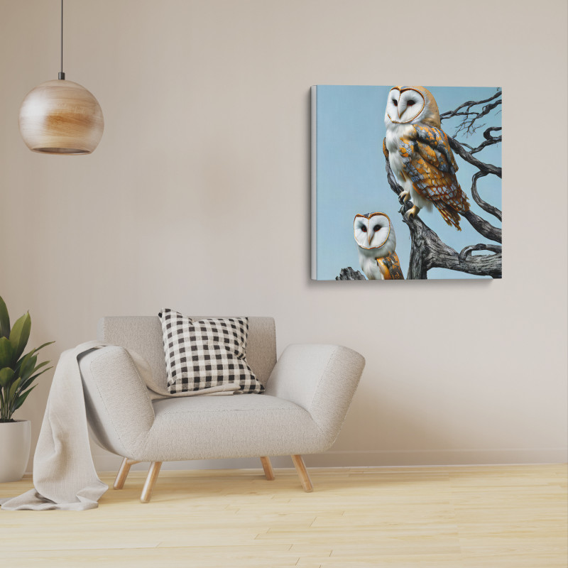 Canvas Wrap 56 scaled • Barn Owls in Blue 🤖 Collector’s Edition 1 of 1