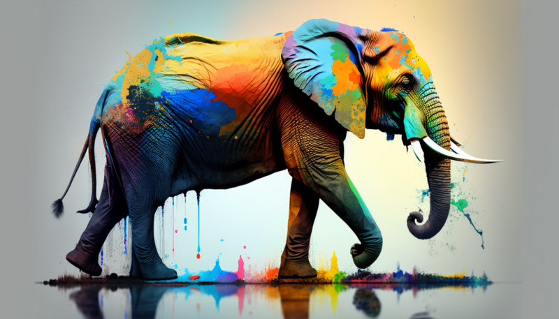 00004 elephant painting • Canvas Wall Artwork - Colorful Elephant Painting 00004