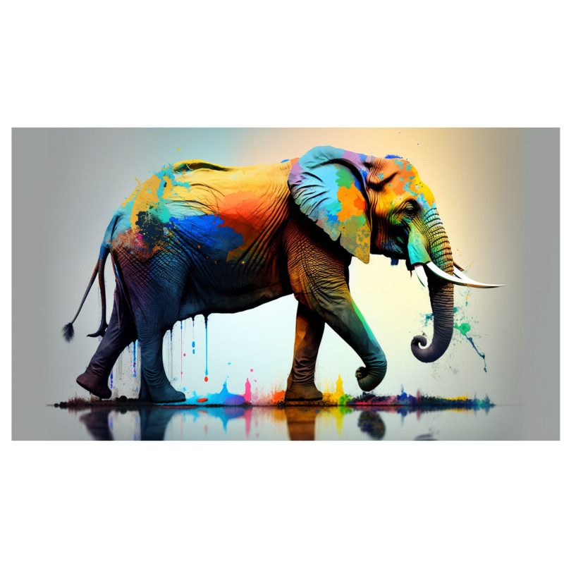 00004 elephant painting square • Canvas Wall Artwork - Colorful Elephant Painting 00004
