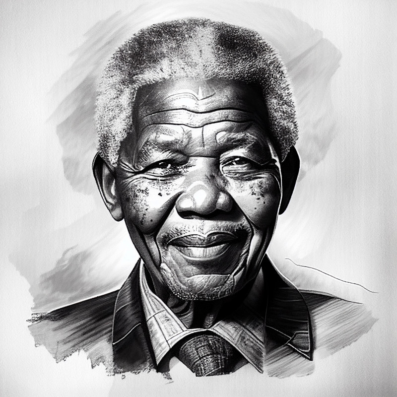 Mandela Painting Black White • Canvas Wall Artwork - Nelson Mandela