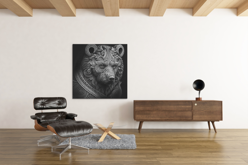 art print mockup featuring modern furniture 2538 el1 • Tribal Bear – Instant Download – Printable Digital Art – Modern Wall