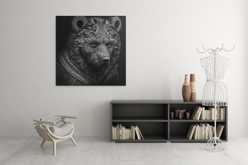 canvas mockup featuring an art print hanging on a modern room s wall 2503 el1 • Tribal Bear – Instant Download – Printable Digital Art – Modern Wall