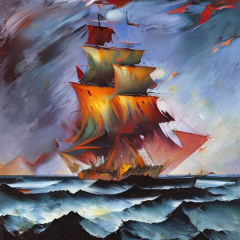 sailing ship in rough sea • Sailship