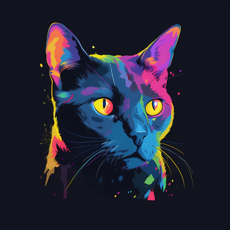 Animal design 4096px 1 2 • Colorful cat - Digital Art - Instant Download