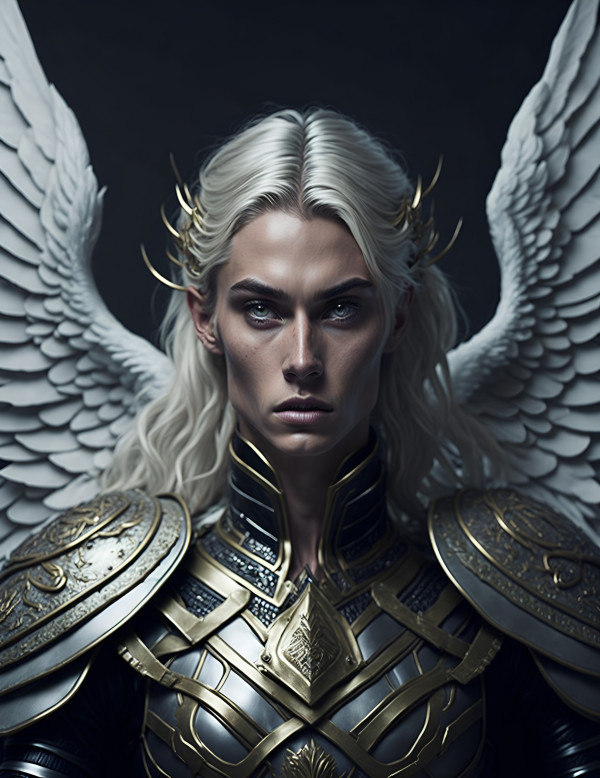Default Insanely realistic portrait of a blonde angel warrior • Shops