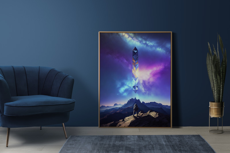 MOCKUP • Traveler Lost in the Cosmos, A Reflection of the Universe, Printable AI Art