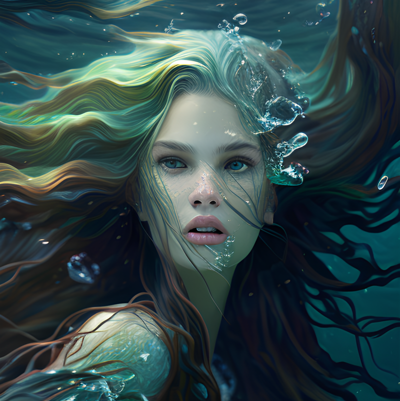Mermaid long hair • Mermaid in Ocean