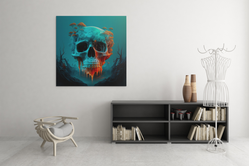 canvas mockup featuring an art print hanging on a modern room s wall 2503 el1 • Underwater Skull