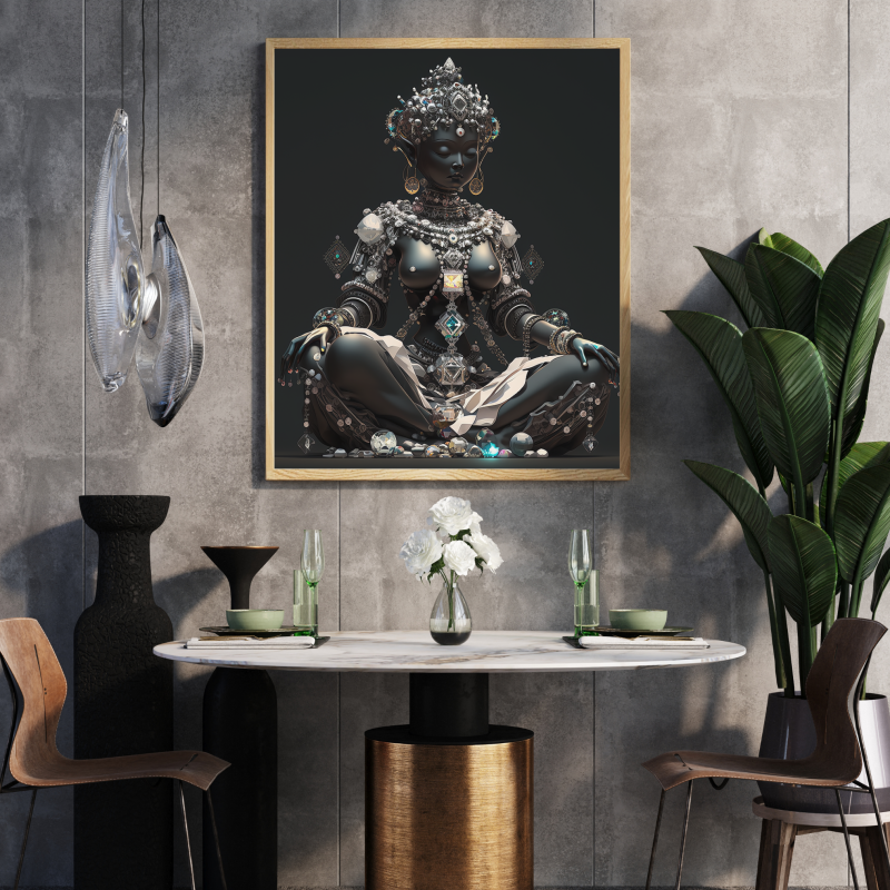 Aesthetic Modern Industrial Office Room Wall Art Photography Poster Frame Mockup Instagram Post • Jewel Lotus Pose 02 - Digital Download Limited Edition