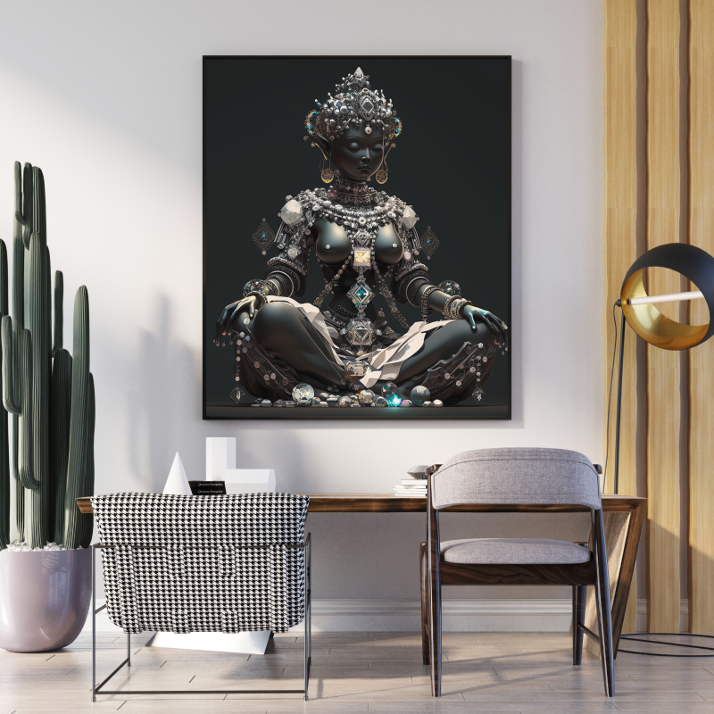 Modern Industrial Style Living Room Wall Art Photo Poster Frame Mockup Instagram Post 2 • Jewel Lotus Pose 02 - Digital Download Limited Edition