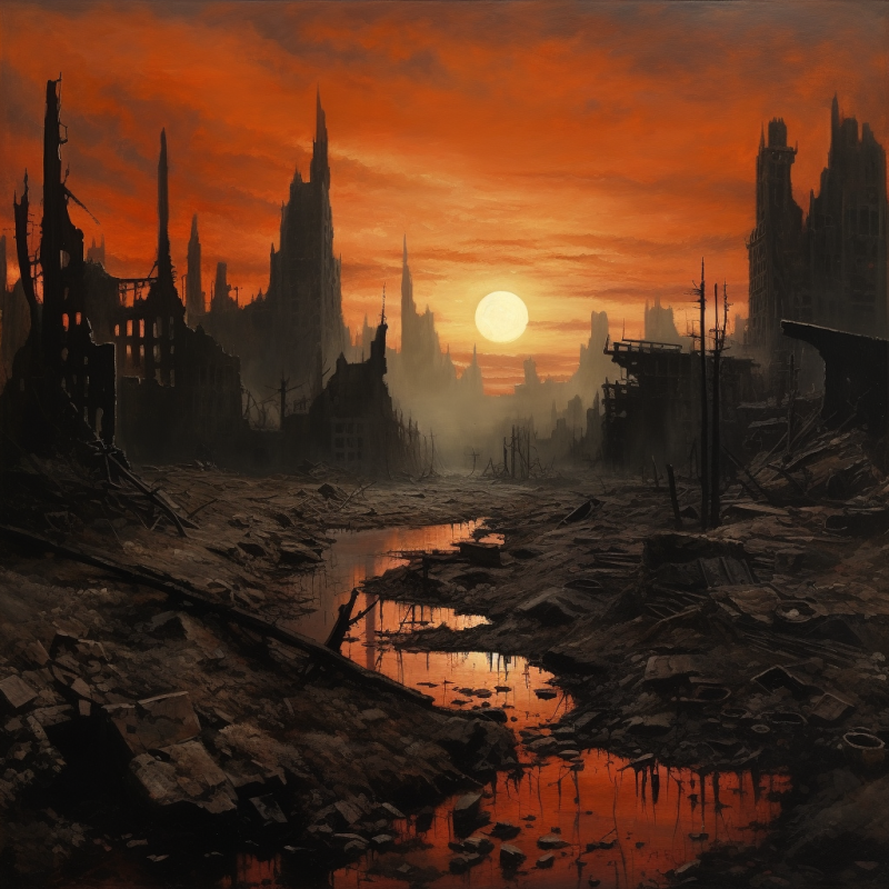 Kevin.K landscape painting of an apocalyptic city that bring da 6f1c107f ead5 4a41 afc5 d96d312a2176 • Apocalyptic Landscape #1