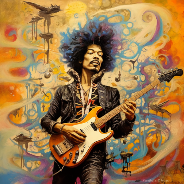 Jimi Hendrix Playing Guitar Digital Prints