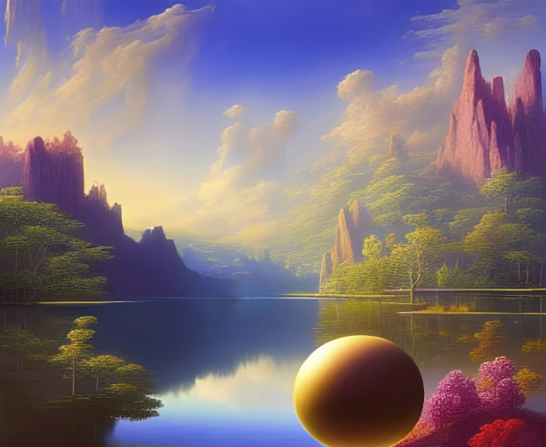 Romantic dreamscape with a sphere