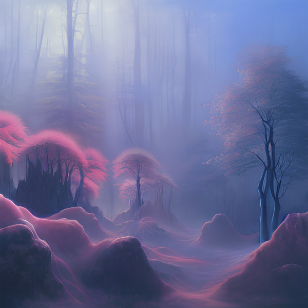 Purple romantic fantasy landscape