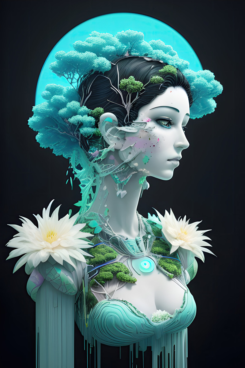 mother nature godess fine art eclectic minimal soft unique amazing composition woman vaporwa 178351322 gigapixel art scale • Eclectic modern colorful mother nature No4