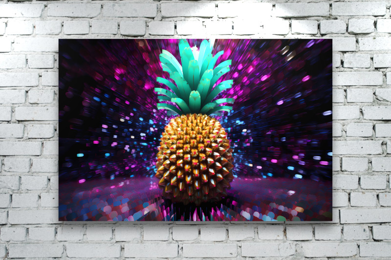 E.TROPICAL DIGITAL DISCO PINEAPPLE NEON GLOW COLOR ON DARK AMBIENCE PREVIEW 3 • TROPICAL DIGITAL DISCO PINEAPPLE NEON GLOW COLOR ON DARK AMBIENCE
