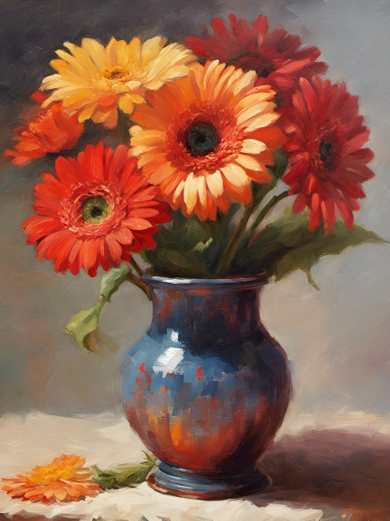 Gerbera Flowers in a Vase • Gerbera Flowers in a Vase