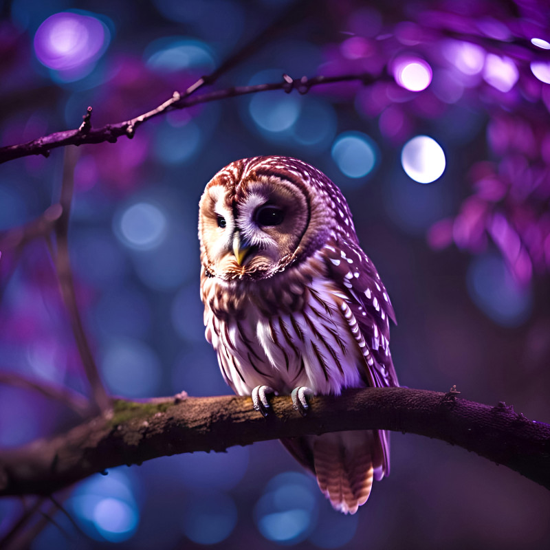 Owl in Purple Moonlight 1 resized • Owl in Moonlight 1