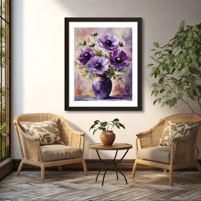 Purple Anemones 1 Mockup • Vase of Purple Anemones