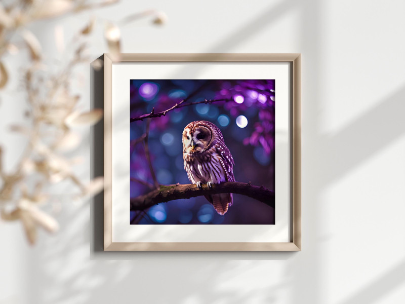 owl in Purple Moonlight 1 Mockup • Owl in Moonlight 1