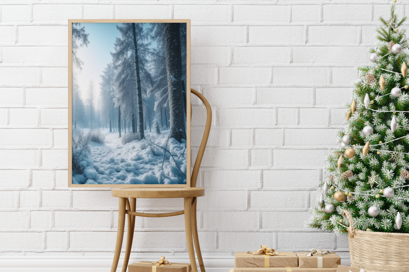 mockup of a framed art print featuring a christmas tree m9063 r el2 • Winter's Day