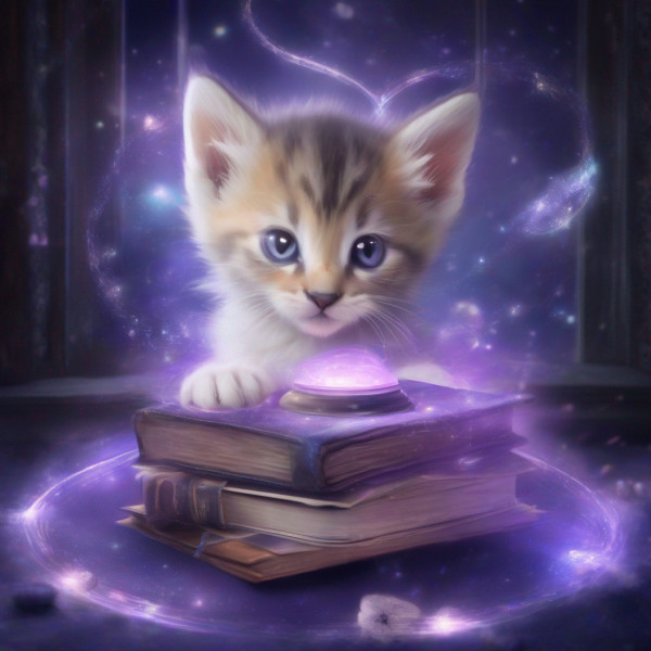Young kitten learning magic