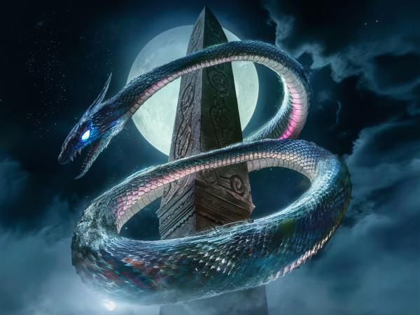 Astral serpent coiled around a moonlit obelisk 1 • AI-Made Marketplace