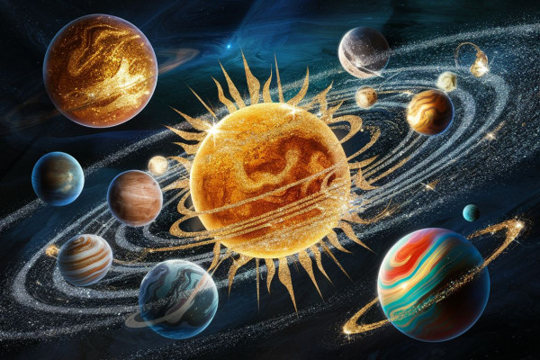 Glitter solar system illustration 3d render c • AI-Made Marketplace