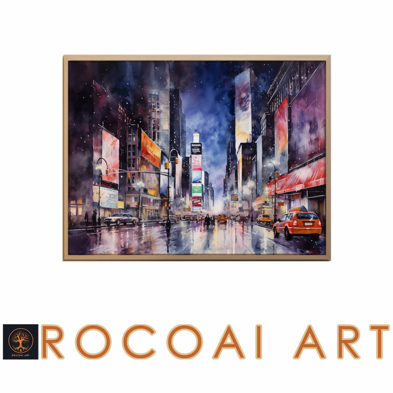 MU 1 14 • Instant Download CITYSCAPE Wall Art New York Street Wall Art Watercolor Cityscape Portrait AI Generate Wall Art AI Generate Watercolor Night Cityscape