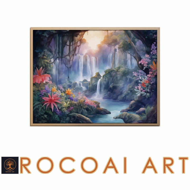 MU 1 20 • Instant Download Wall art Digital Print Home Decor AI Art Digital download Fantasy Art Fantasy Landscapes Elven forest Beautiful Waterfall