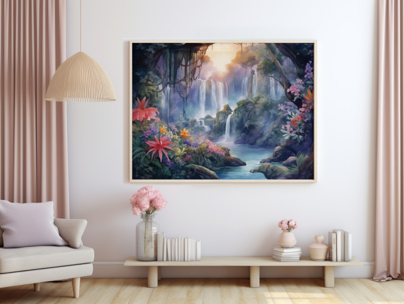 MU 2 20 • Instant Download Wall art Digital Print Home Decor AI Art Digital download Fantasy Art Fantasy Landscapes Elven forest Beautiful Waterfall