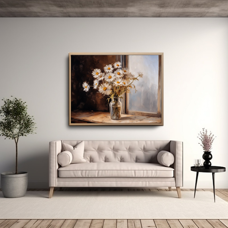 MU 2 3 • Instant Download Digital Wall Art Vase of Flowers Wall Art Daisies Vase Wall Art AI Wall Art Daisies Printable Art Daisies Vase Print