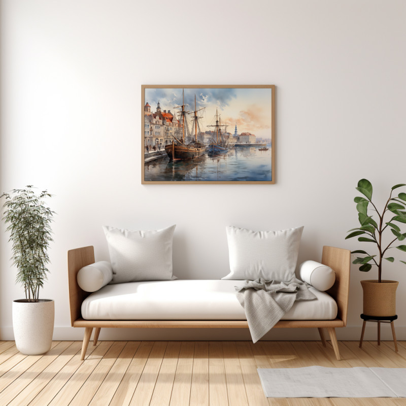MU 3 17 • Instant Download Wall art Digital Print Art Home Decor Art AI Art Instant Download Cityscape Art AI Generated Watercolor Harbor Serenity Harbour Decor Art