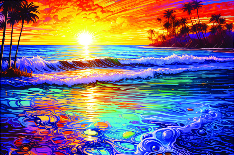 Neo Impressionistic Sunset 2 36x24 2 • Neo-Impressionistic Sunset 2