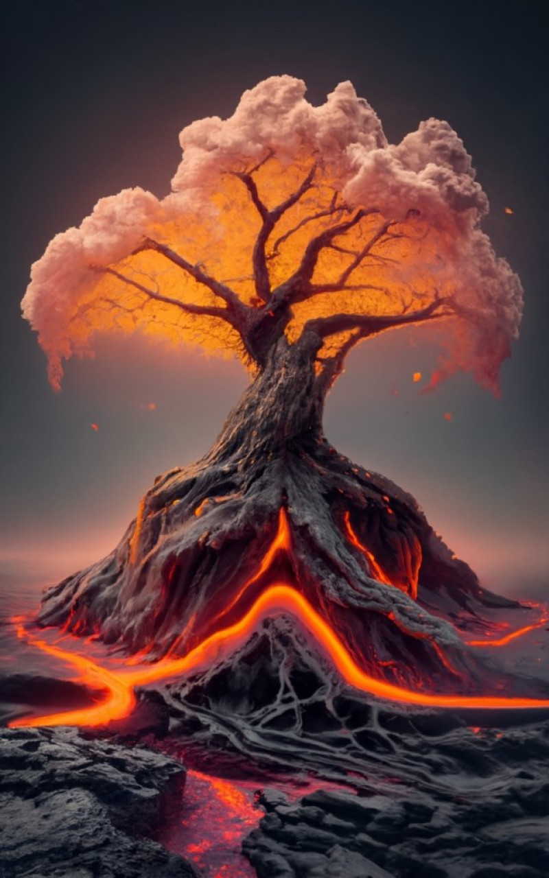 ideogram 10 • Magma covered volcano tree